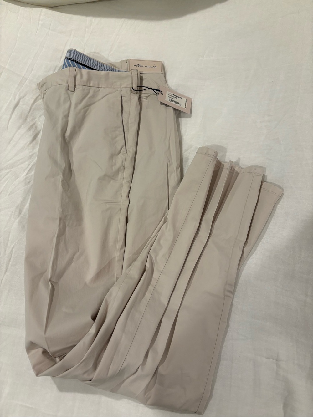 NWT Peter Millar Men's Pleated Chinos - Light Beige